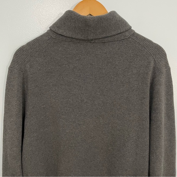 Michael Kors Shawl Collar Cotton Knit Gray Sweater Grandpacore Cabincore L - Picture 8 of 12
